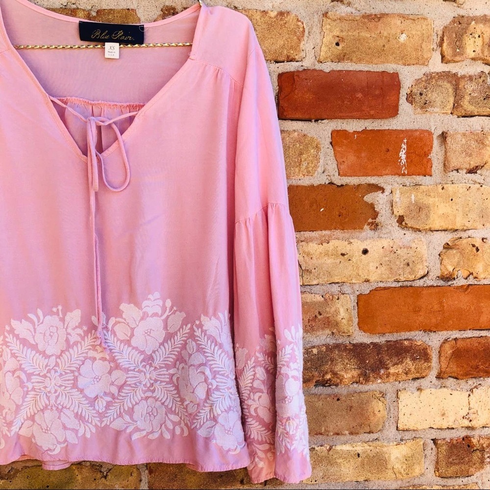 Pink Floral Top White Floral Detail